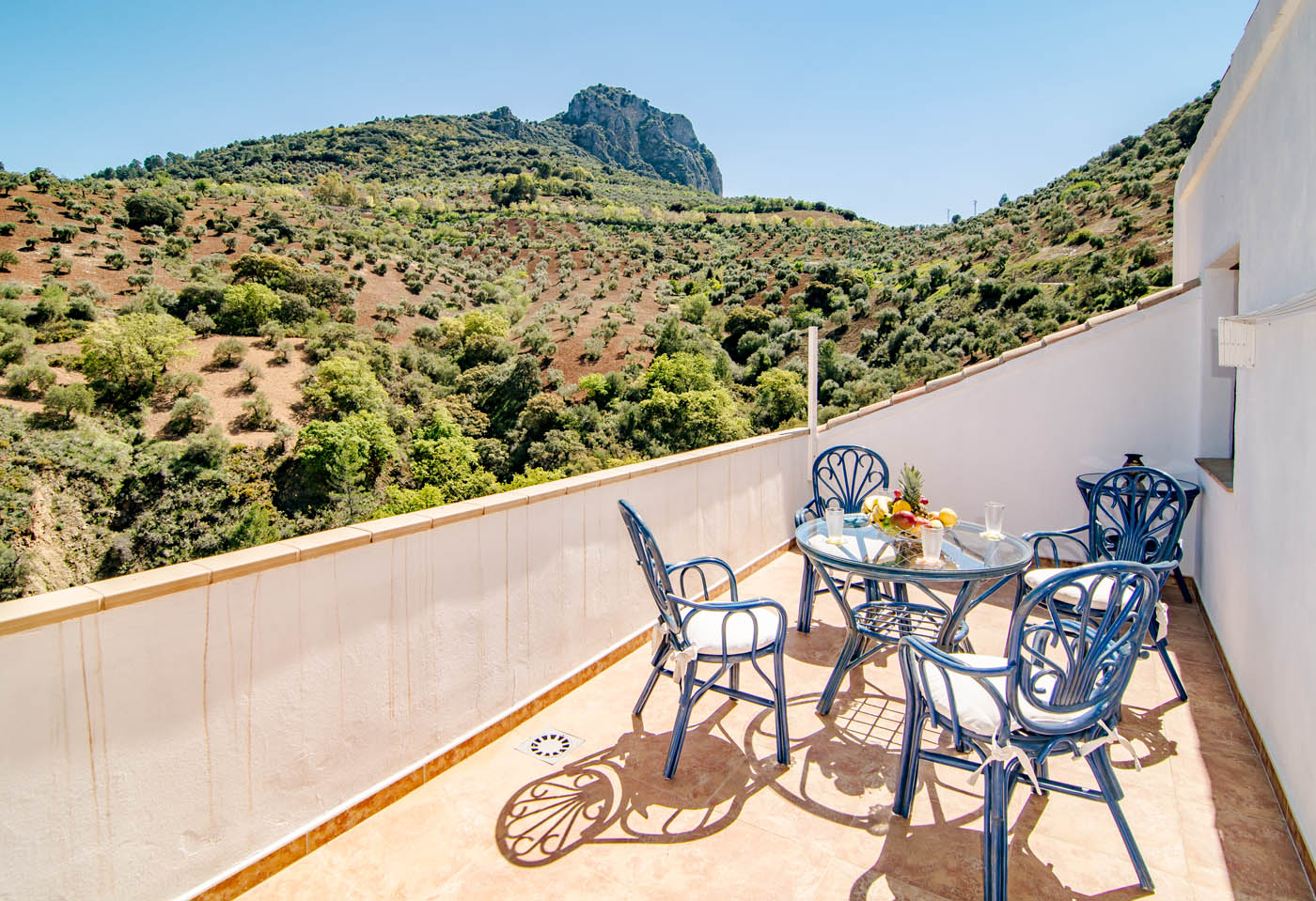La habitación del ático tiene una terraza privada (ahora con sombra)